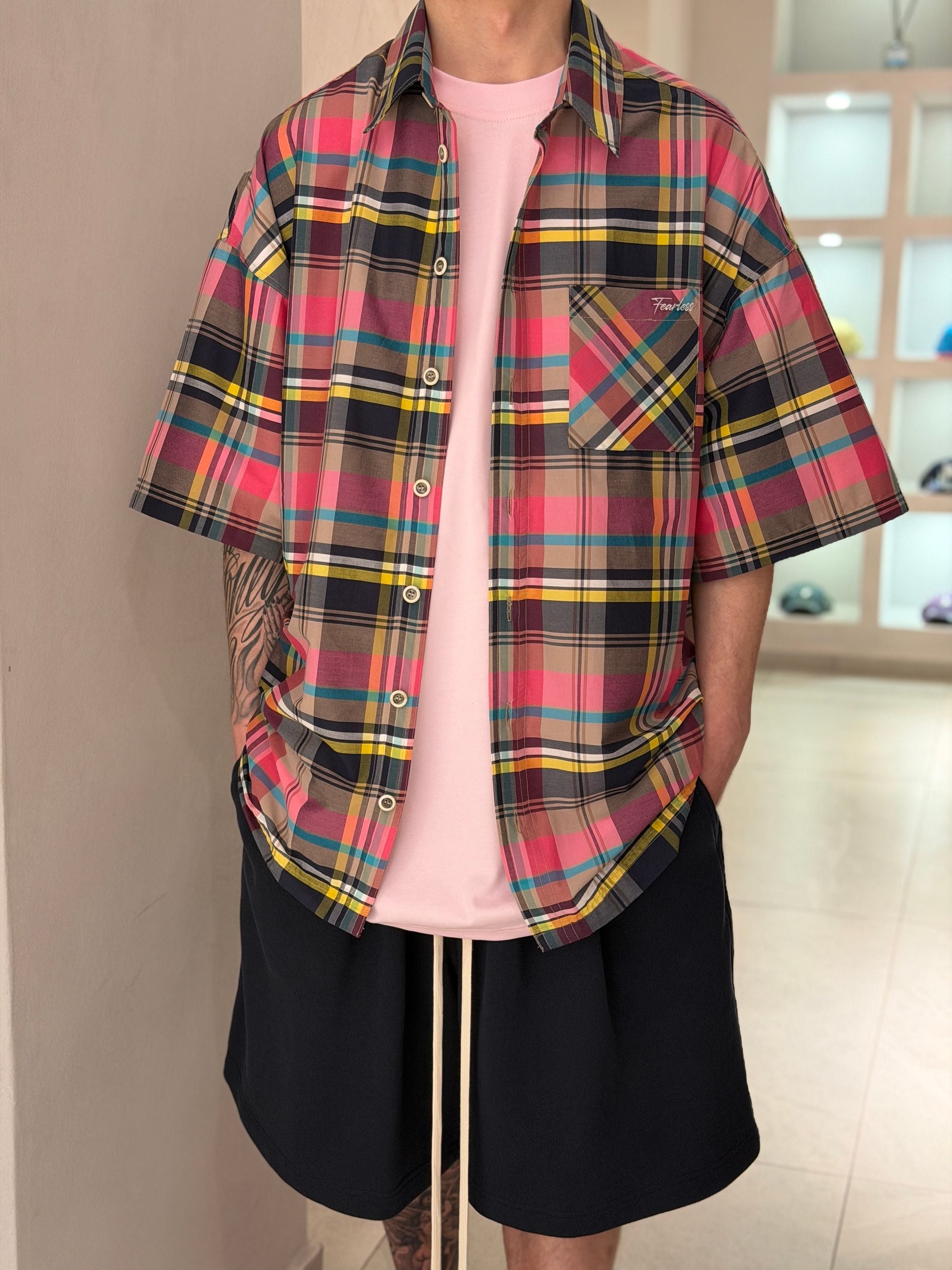 CAMICIA SHORT CHECK -  -