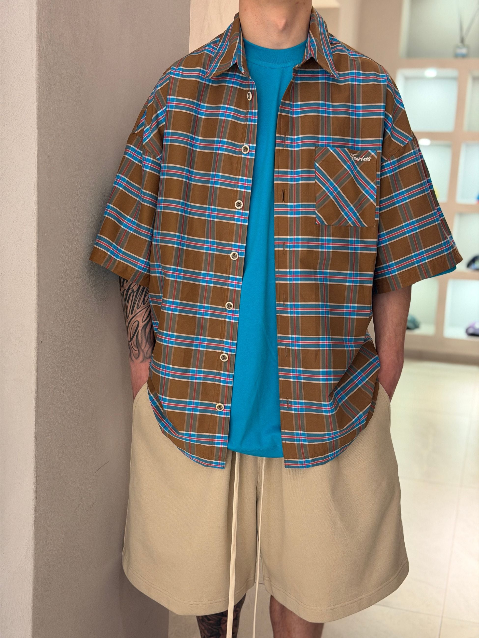 CAMICIA SHORT CHECK -  -