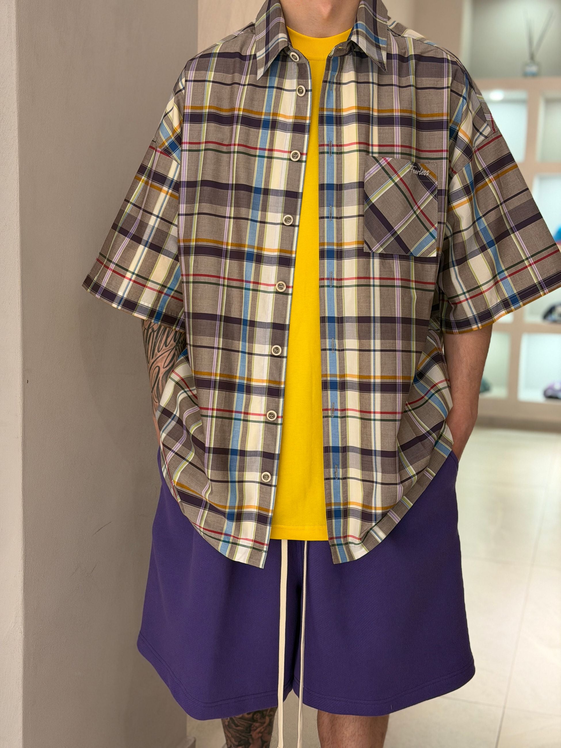 CAMICIA SHORT CHECK -  -
