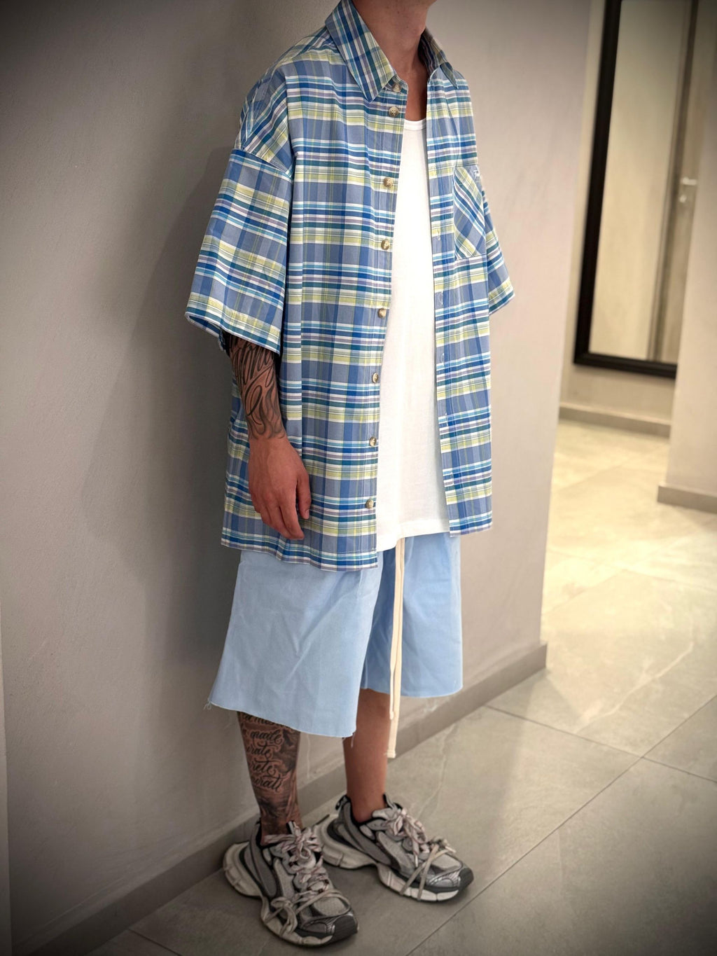 CAMICIA SHORT CHECK -  -